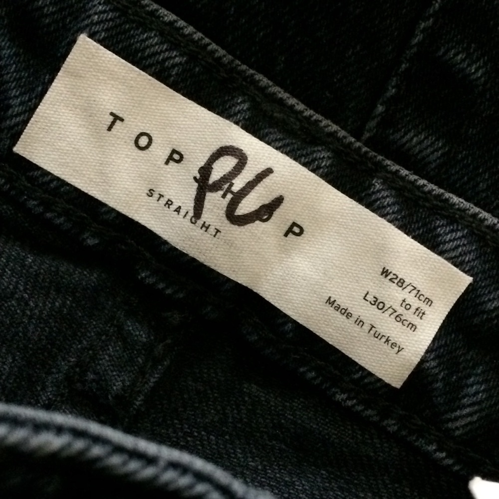 Topshop Raw Hem Crop Straight Leg Jeans In Blue Black - Picture 2 of 10